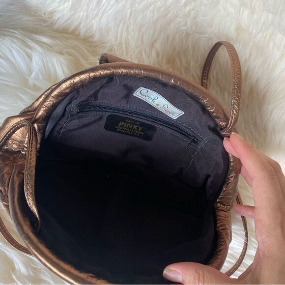 Bronze Metallic Leather Crossbody Evening Bag Bags by Pinky - Picture 3 of 7